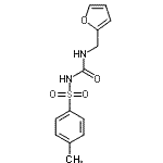 structure of CAS# 100796-22-3, N-[(2-Furylmethyl)Carbamoyl]-4-Methylbenzenesulfonamide;[(2-furyl<wbr>methyl)am<wbr>ino]-N-[(<wbr>4-methylp<wbr>henyl)sul<wbr>fonyl]car<wbr>boxamide;1-Furfuryl-3-(P-Tolylsulfonyl)-Urea;BAS 02258107