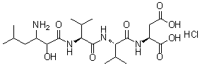 结构式 CAS# 100992-59-4, N-(3-氨基-2-羟基-5-甲基己酰)缬氨酰缬氨酰天冬氨酸盐酸盐(1:1)