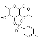 structure of CAS# 103930-42-3, Methyl 2-O-Acetyl-6-Deoxy-3-O-[(4-Methylphenyl)Sulfonyl]Hexopyranoside;3-O-(4-Toluenesulfonyl)-2-O-acetyl-L-methylfucoside;MFCD03844720
