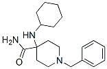 structure of CAS# 1042-35-9, 4-(Cyclohexylamino)-1-(Phenylmethyl)Piperidine-4-Carboxamide;4-(Cyclohexylamino)-1-(Phenylmethyl)-4-Piperidinecarboxamide;1-(Benzyl)-4-(Cyclohexylamino)Isonipecotamide;Nsc73007
