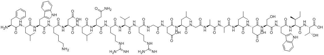 structure of CAS# 109796-64-7, Prepro-Trh (53-74);L-Threonine, L-Phenylalanyl-L-Leucyl-L-Tryptophyl-L-Lysyl-L-Alpha-Aspartyl-L-Leucyl-L-Glutaminyl-L-Arginyl-L-Valyl-L-Arginylglycyl-L-Alpha-Aspartyl-L-Leucylglycyl-L-Alanyl-L-Alanyl-L-Leucyl-L-Alpha-Aspartyl-L-Seryl-L-Tryptophyl-L-Isoleucyl-;Prepro-Thyrotropin Releasing Hormone (53-74)