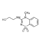 structure of CAS# 109902-09-2, 2-[(4-Methyl-1,1-Dioxido-4H-1,2,4-Benzothiadiazin-3-Yl)Amino]Ethanol;2-((4-Met<wbr>hyl-1,1-d<wbr>ioxido-4H<wbr>-1,2,4-be<wbr>nzothiadi<wbr>azin-3-yl<wbr>)amino)et<wbr>hanol;2-[(4-met<wbr>hyl-1,1-d<wbr>ioxo-1λ6,<wbr>2,4-benzo<wbr>thiadiazi<wbr>n-3-yl)am<wbr>ino]ethan<wbr>ol;2-[[4-met<wbr>hyl-1,1-b<wbr>is(oxidan<wbr>ylidene)-<wbr>1λ6,2,4-b<wbr>enzothiad<wbr>iazin-3-y<wbr>l]amino]e<wbr>thanol