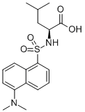 structure of CAS# 1100-22-7, (2S)-2-[(5-Dimethylaminonaphthalen-1-Yl)Sulfonylamino]-4-Methylpentanoic Acid;(2S)-2-[(5-Dimethylamino-1-Naphthyl)Sulfonylamino]-4-Methyl-Pentanoic Acid;(2S)-2-[(5-Dimethylamino-1-Naphthyl)Sulfonylamino]-4-Methylpentanoic Acid;(2S)-2-[(5-Dimethylamino-1-Naphthyl)Sulfonylamino]-4-Methyl-Valeric Acid