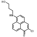 structure of CAS# 113722-81-9, 2-Chloro-6-[(3-Hydroxypropyl)Amino]-1H-Phenalen-1-One;1H-phenalen-1-one, 2-chloro-6-[(3-hydroxypropyl)amino];1H-phenalen-1-one, 2-chloro-6-[(3-hydroxypropyl)amino]-;2-CHLORO-6-(3-HYDROXYPROPYL)AMINO-1H-PHENALEN-1-ONE