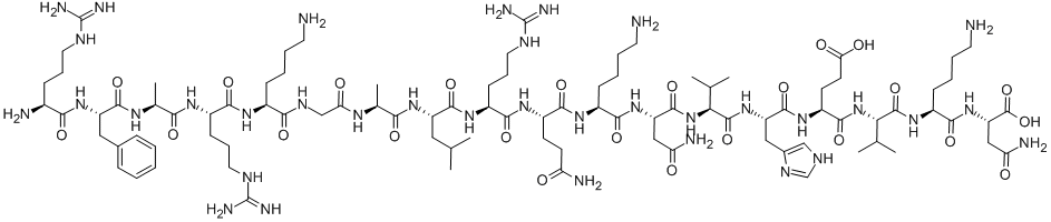 结构式 CAS# 113731-96-7, L-精氨酰-L-苯丙氨酰-L-丙氨酰-L-精氨酰-L-赖氨酰甘氨酰-L-丙氨酰-L-亮氨酰-L-精氨酰-L-谷氨酰胺酰-L-赖氨酰-L-天冬氨酰胺酰-L-缬氨酰-L-组氨酰-L-alpha-谷氨酰-L-缬氨酰-L-赖氨酰-L-天冬氨酰胺