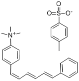 structure of CAS# 115534-33-3, N,N,N-Trimethyl-4-(6-phenyl-1,3,5-hexatrien-1-yl)phenylammoniump-toluenesulfonate;1-(4-TRIMETHYLAMMONIUMPHENYL)-6-PHENYL-1,3,5-HEXATRIENE P-TOLUENESULFONATE SALT;1-(4-TRIMETHYLAMMONIUMPHENYL)-6-PHENYL-1,3,5-HEXATRIENE P-TOLUENESULFONATE;1-(4-Trimethylammoniophenyl)-6-Phenyl-1,3,5-Hexatriene P-Toluenesulfonate