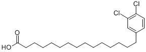 structure of CAS# 116409-73-5, 3,4-Dichloro-Benzenepentadecanoic Acid;15-(3,4-DICHLOROPHENYL)-PENTADECANECARBOXYLIC ACID;15-(3,4-DICHLOROPHENYL)PENTADECANOIC ACID;15-(3,4-Dichlorphenyl)Pentadecanoic Acid