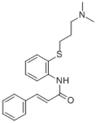 structure of CAS# 1166-34-3, N-[2-(3-Dimethylaminopropylsulfanyl)Phenyl]-3-Phenylprop-2-Enamide Hydrochloride;(E)-N-[2-(3-Dimethylaminopropylsulfanyl)Phenyl]-3-Phenylprop-2-Enamide Hydrochloride;N-[2-(3-Dimethylaminopropylsulfanyl)Phenyl]-3-Phenyl-Prop-2-Enamide Hydrochloride;(E)-N-[2-(3-Dimethylaminopropylsulfanyl)Phenyl]-3-Phenyl-Prop-2-Enamide Hydrochloride