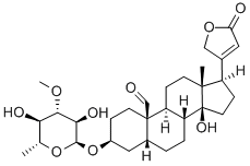 CAS#: 1182-87-2， (3S,5R,10R,13R,14S,17R)-3-[(2S,5R)-3,5-Dihydroxy-4-Methoxy-6-Methyloxan-2-Yl]Oxy-14-Hydroxy-13-Methyl-17-(5-Oxo-2H-Furan-3-Yl)-1,2,3,4,5,6,7,8,9,11,12,15,16,17-Tetradecahydrocyclopenta[a]Phenanthrene-10-Carbaldehyde