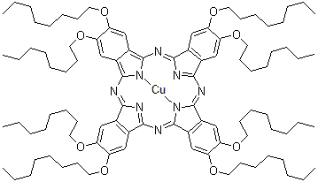 结构式 CAS# 119495-09-9, [2,3,9,10,16,17,23,24-八(辛基氧基)-29H,31H-酞菁根(2-)-kappa<sup>2</sup>N<sup>29</sup>,N<sup>31</sup>]铜