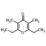 structure of CAS# 1202-10-4, 2,6-Diethyl-3,5-Dimethyl-4H-Pyran-4-One;2,6-Diethyl-3,5-dimethyl-4H-pyran-4-one #;2,6-diethyl-3,5-dimethylpyran-4-one;Mixture o<wbr>f (2R,3S)<wbr>- and (2R<wbr>,3R)-6-Et<wbr>hyl-2,3-D<wbr>ihydro-2,<wbr>3,5-trime<wbr>thyl-4H-p<wbr>yran-4-one