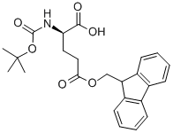 structure of CAS# 123417-20-9, N-[(1,1-Dimethylethoxy)Carbonyl]-D-Glutamic Acid 5-(9H-Fluoren-9-Ylmethyl) Ester;N-ALPHA-T-BUTOXYCARBONYL-D-GLUTAMIC ACID GAMMA-9-FLUORENYL METHYL ESTER;BOC-D-GLUTAMIC ACID GAMMA-9-FLUORENYLMETHYL ESTER;BOC-D-GLUTAMIC ACID(OFM)-OH