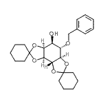 structure of CAS# 124601-98-5, (3A's,4'S,5'S,5A'r,8A's,8B's)-5'-(Benzyloxy)Hexahydrodispiro[Cyclohexane-1,2'-[1,3]Dioxolo[4,5-e][1,3]Benzodioxole-7',1''-Cyclohexan]-4'-Ol;4-O-BENZYL-1,2:5,6-DI-O-CYCLOHEXYLIDENE-L-MYO-INOSITOL