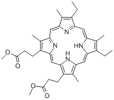 structure of CAS# 1263-63-4, Mesoporphyrin IX Dimethyl Ester;Dimethyl 7,12-Diethyl-3,8,13,17-Tetramethyl-21H,23H-Porphine-2,18-Dipropionate;Mesoporphyrin Ix Dimethyl Ester (Van)
