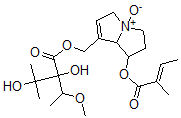 structure of CAS# 127-30-0, [7-(2-Methylbut-2-Enoyloxy)-4-Oxido-5,6,7,8-Tetrahydro-3H-Pyrrolizin-4-Ium-1-Yl]Methyl 2,3-Dihydroxy-2-(1-Methoxyethyl)-3-Methylbutanoate;[7-[(E)-2-Methylbut-2-Enoyl]Oxy-4-Oxido-5,6,7,8-Tetrahydro-3H-Pyrrolizin-4-Ium-1-Yl]Methyl 2,3-Dihydroxy-2-(1-Methoxyethyl)-3-Methylbutanoate;[7-(2-Methylbut-2-Enoyloxy)-4-Oxido-5,6,7,8-Tetrahydro-3H-Pyrrolizin-4-Ium-1-Yl]Methyl 2,3-Dihydroxy-2-(1-Methoxyethyl)-3-Methyl-Butanoate;[7-[(E)-2-Methylbut-2-Enoyl]Oxy-4-Oxido-5,6,7,8-Tetrahydro-3H-Pyrrolizin-4-Ium-1-Yl]Methyl 2,3-Dihydroxy-2-(1-Methoxyethyl)-3-Methyl-Butanoate