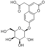 结构式 CAS# 127615-74-1, 2-[2-氧代-7-[(2S,3R,4S,5R,6R)-3,4,5-三羟基-6-(羟基甲基)四氢吡喃-2-基]氧基苯并吡喃-4-基]乙酸