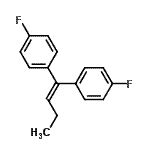 structure of CAS# 128104-20-1, 1,1'-(1-Butene-1,1-Diyl)Bis(4-Fluorobenzene);1,1-Bis(4-fluorophenyl)-1-butene;1,1-Bis(4-fluorophenyl)but-1-ene 97%;4-fluoro-1-[1-(4-fluorophenyl)but-1-enyl]benzene