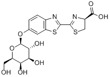 结构式 CAS# 131474-38-9, (4S)-2-[6-[(2S,3R,4S,5R,6R)-3,4,5-三羟基-6-(羟基甲基)四氢吡喃-2-基]氧基-1,3-苯并噻唑-2-基]-4,5-二氢-1,3-噻唑-4-羧酸
