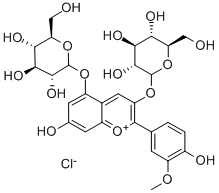 structure of CAS# 132-37-6, (2S,3R,4S,5S,6R)-2-[7-Hydroxy-2-(4-Hydroxy-3-Methoxyphenyl)-5-[(2S,3R,4S,5S,6R)-3,4,5-Trihydroxy-6-(Hydroxymethyl)Oxan-2-Yl]Oxychromenylium-3-Yl]Oxy-6-(Hydroxymethyl)Oxane-3,4,5-Triol Chloride;(2S,3R,4S,5S,6R)-2-[7-Hydroxy-2-(4-Hydroxy-3-Methoxy-Phenyl)-5-[(2S,3R,4S,5S,6R)-3,4,5-Trihydroxy-6-(Hydroxymethyl)Tetrahydropyran-2-Yl]Oxy-Chromenylium-3-Yl]Oxy-6-(Hydroxymethyl)Tetrahydropyran-3,4,5-Triol Chloride;(2S,3R,4S,5S,6R)-2-[[7-Hydroxy-2-(4-Hydroxy-3-Methoxyphenyl)-5-[[(2S,3R,4S,5S,6R)-3,4,5-Trihydroxy-6-(Hydroxymethyl)-2-Tetrahydropyranyl]Oxy]-3-Chromenyliumyl]Oxy]-6-(Hydroxymethyl)Tetrahydropyran-3,4,5-Triol Chloride;(2S,3R,4S,5S,6R)-2-[[7-Hydroxy-2-(4-Hydroxy-3-Methoxy-Phenyl)-5-[(2S,3R,4S,5S,6R)-3,4,5-Trihydroxy-6-Methylol-Tetrahydropyran-2-Yl]Oxy-1-Benzopyrylium-3-Yl]Oxy]-6-Methylol-Tetrahydropyran-3,4,5-Triol Chloride