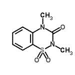 structure of CAS# 13338-03-9, 2,4-Dimethyl-2H-1,2,4-Benzothiadiazin-3(4H)-One 1,1-Dioxide;1,1-dioxide;2,4-Dimethyl-2H-1,2,4-benzothiadiazin-3(4H)-on-;2,4-Dimethyl-2H-1,2,4-benzothiadiazin-3(4H)-on-1,1-dioxide