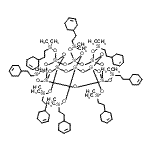 结构式 CAS# 136849-03-1, 1,3,5,7,9,11,13,15-八({[2-(3-环己烯-1-基)乙基](二甲基)硅烷基}氧基)五环[7.7.1.1<sup>3,7</sup>.1<sup>5,13</sup>.1<sup>11,15</sup>]八硅氧烷