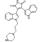 structure of CAS# 137592-47-3, 3-(1H-Indol-3-Yl)-4-{1-[3-(1-Piperazinyl)Propyl]-1H-Indol-3-Yl}-1H-Pyrrole-2,5-Dione;3-(1H-ind<wbr>ol-3-yl)-<wbr>4-(1-(3-(<wbr>piperazin<wbr>-1-yl)pro<wbr>pyl)-1H-i<wbr>ndol-3-yl<wbr>)-1H-pyrr<wbr>ole-2,5-d<wbr>ione;Bisindolyl deriv. 24;Bisindolylmaleimide VII