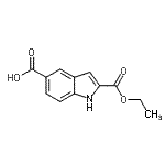 structure of CAS# 138731-14-3, 2-(Ethoxycarbonyl)-1H-Indole-5-Carboxylic Acid;2-(Ethoxycarbonyl)-1H-indole-5-carboxylic acid;2-(ethoxycarbonyl)indole-5-carboxylic acid;2-Ethoxycabonyl-5-indole carboxylic acid