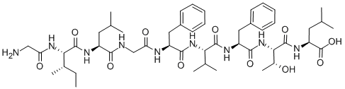 structure of CAS# 141368-69-6, Glycyl-L-Isoleucyl-L-Leucylglycyl-L-Phenylalanyl-L-Valyl-L-Phenylalanyl-L-Threonyl-L-Leucine;INFLUENZA VIRUS MATRIX PROTEIN (58-66);GLY-ILE-LEU-GLY-PHE-VAL-PHE-THR-LEU;INFLUENZA MATRIX PROTEIN M1 (58-66)