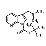 structure of CAS# 144657-65-8, 2-Methyl-2-Propanyl 3-[(Dimethylamino)Methyl]-1H-Pyrrolo[2,3-b]Pyridine-1-Carboxylate;1-Boc-3-[(dimethylamino)methyl]-7-azaindole;3-Dimethy<wbr>laminomet<wbr>hyl-pyrro<wbr>lo[2,3-b]<wbr>pyridine-<wbr>1-carboxy<wbr>licacidte<wbr>rt-butyle<wbr>ster,1-te<wbr>rt-Butoxy<wbr>carbonyl-<wbr>3-[ methy<wbr>l]-7-azai<wbr>ndole