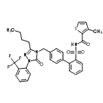 structure of CAS# 147776-06-5, N-{[4'-({3-Butyl-5-Oxo-1-[2-(Trifluoromethyl)Phenyl]-1,5-Dihydro-4H-1,2,4-Triazol-4-Yl}Methyl)-2-Biphenylyl]Sulfonyl}-3-Methyl-2-Thiophenecarboxamide;