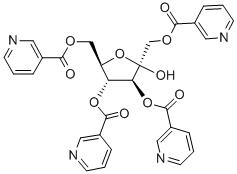 结构式 CAS# 15351-13-0, beta-D-呋喃果糖,1,3,4,6-四-3-吡啶羧酸酯
