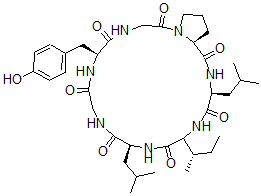 CAS#: 158335-65-0， (6S,12S,18S,21S)-15-[(2S)-Butan-2-Yl]-6-[(4-Hydroxyphenyl)Methyl]-12,18-Bis(2-Methylpropyl)-1,4,7,10,13,16,19-Heptazabicyclo[19.3.0]Tetracosane-2,5,8,11,14,17,20-Heptone