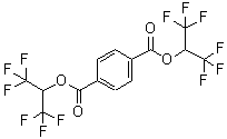 structure of CAS# 159852-53-6, Bis(1,1,1,3,3,3-Hexafluoro-2-Propanyl) Terephthalate;Bis(1,1,1,3,3,3-hexafluoroisopropyl)terephthalate;Bis(hexafluoroisopropyl)terephthalate;Bis(hexafluoroisopropyl)terephthalate 98%