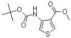 structure of CAS# 161940-20-1, 4-[[(1,1-Dimethylethoxy)Carbonyl]Amino]-3-Thiophenecarboxylic Acid Methyl Ester;3-Thiophenecarboxylic Acid, 4-[[(1,1-Dimethylethoxy)Carbonyl]Amino]-, Methyl Ester;4-TERT-BUTOXYCARBONYLAMINOTHIOPHENE-3-CARBOXYLIC ACID METHYL ESTER, 95+%;4-TERT-BUTOXYCARBONYLAMINOTHIOPHENE-3-CARBOXYLIC ACID METHYL ESTER