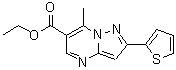 结构式 CAS# 162286-69-3, 7-甲基-2-(2-噻吩基)吡唑并[1,5-a]嘧啶-6-羧酸乙酯