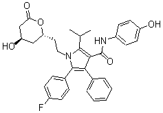 结构式 CAS# 163217-70-7, 5-(4-氟苯基)-N-(4-羟基苯基)-2-(1-甲基乙基)-4-苯基-1-[2-[(2R,4R)-四氢-4-羟基-6-氧代-2H-吡喃-2-基]乙基]-1H-吡咯-3-甲酰胺