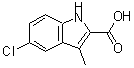 structure of CAS# 16381-47-8, 5-Chloro-3-Methyl-1H-Indole-2-Carboxylic Acid;5-Chloro-3-methyl-1H-indole-2-carboxylicacid;5-chloro-3-methylindole-2-carboxylic acid;BAS 10156865