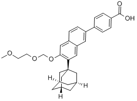 structure of CAS# 170355-78-9, 4-[7-(1-Adamantyl)-6-(2-Methoxyethoxymethoxy)Naphthalen-2-Yl]Benzoic Acid;4-[7-(1-Adamantyl)-6-(2-Methoxyethoxymethoxy)-2-Naphthyl]Benzoic Acid;4-(6-((2-Methoxyethoxy)Methoxy)-7-Tricyclo(3.3.1.1.3,7)Dec-1-Yl-2-Naphthalenyl)Benzoic Acid;Benzoic Acid, 4-(6-((2-Methoxyethoxy)Methoxy)-7-Tricyclo(3.3.1.1.3,7)Dec-1-Yl-2-Naphthalenyl)-
