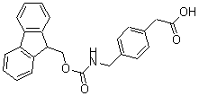 structure of CAS# 176504-01-1, 4-[[[(9H-Fluoren-9-Ylmethoxy)Carbonyl]Amino]Methyl]-Benzeneacetic Acid;2-(4-(((((9H-Fluoren-9-Yl)Methoxy)Carbonyl)Amino)Methyl)Phenyl)Acetic Acid;FMOC-4-AMINOMETHYL-PHENYLACETIC ACID