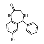 structure of CAS# 17972-72-4, 7-Bromo-5-Phenyl-1,3,4,5-Tetrahydro-2H-1,4-Benzodiazepin-2-One;7-Bromo-5<wbr>-phenyl-1<wbr>,3,4,5-te<wbr>trahydro-<wbr>benzo[e][<wbr>1,4]diaze<wbr>pin-2-one;7-bromo-5-phenyl-4,5-dihydro-3H-1,4-benzodiazepin-2-ol