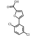 structure of CAS# 186830-98-8, 5-(2,5-Dichlorophenyl)-2-Furoic Acid;5-(2,5-dichlorophenyl)furan-2-carboxylic acid;5-(2,5-Dichloro-phenyl)-furan-2-carboxylic acid;5-(25-DICHLOROPHENYL)-2-FUROICACID9
