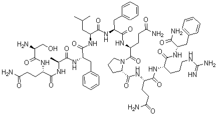 结构式 CAS# 192387-39-6, L-丝氨酰-L-谷氨酰胺酰-L-丙氨酰-L-苯丙氨酰-L-亮氨酰-L-苯丙氨酰-L-谷氨酰胺酰-L-脯氨酰-L-谷氨酰胺酰-L-精氨酰-L-苯丙氨酰胺