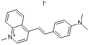 structure of CAS# 20327-08-6, 4-[2-[4-(Dimethylamino)Phenyl]Ethenyl]-1-Methyl-Quinolinium Iodide (1:1);N,N-Dimethyl-4-[2-(1-Methylquinolin-1-Ium-4-Yl)Vinyl]Aniline Iodide;N,N-Dimethyl-4-[2-(1-Methyl-4-Quinolin-1-Iumyl)Vinyl]Aniline Iodide;Dimethyl-[4-[2-(1-Methylquinolin-1-Ium-4-Yl)Vinyl]Phenyl]Amine Iodide