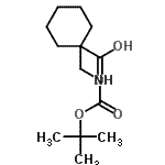 structure of CAS# 204514-23-8, 1-[({[(2-Methyl-2-Propanyl)Oxy]Carbonyl}Amino)Methyl]Cyclohexanecarboxylic Acid;1-(Aminomethyl)cyclohexanecarboxylic acid, N-BOC protected;1-Bocaminomethyl-cyclohexanecarboxylic acid x HCl;Boc-1-aminomethyl-cyclohexane carboxylic acid