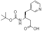 structure of CAS# 208404-16-4, (3S)-3-({[(2-Methyl-2-Propanyl)Oxy]Carbonyl}Amino)-4-(3-Pyridinyl)Butanoic Acid;Boc-(3-pyridyl)-L-β-homoalanine;Boc-(S)-3-Amino-4-(3-pyridyl)butanoicacid;Boc-(S)-3-amino-4-(3-pyridyl)-butyric acid
