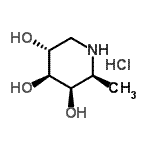 structure of CAS# 210174-73-5, (2S,3R,4S,5R)-2-Methyl-3,4,5-Piperidinetriol Hydrochloride (1:1);(2S,3R,4S<wbr>,5R)-2-Me<wbr>thyl-3,4,<wbr>5-trihydr<wbr>oxypiperi<wbr>dine hydr<wbr>ochloride;(2S,3R,4S,5R)-2-Methylpiperidine-3,4,5-triol hydrochloride;1-Deoxyfuconojirimycin hydrochloride