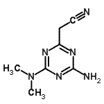 structure of CAS# 21320-38-7, [4-Amino-6-(Dimethylamino)-1,3,5-Triazin-2-Yl]Acetonitrile;1,3,5-triazine-2-acetonitrile, 4-amino-6-(dimethylamino);2-[4-amin<wbr>o-6-(dime<wbr>thylamino<wbr>)-1,3,5-t<wbr>riazin-2-<wbr>yl]ethane<wbr>nitrile;MFCD04222112