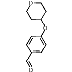 structure of CAS# 215460-40-5, 4-(Tetrahydro-2H-Pyran-4-Yloxy)Benzaldehyde;4-(2H-3,4,5,6-tetrahydropyran-4-yloxy)benzaldehyde;4-(4-Formylphenoxy)tetrahydro-2H-pyran;4-(tetrahydro-2H-pyran-4-yloxy)benzaldehyde