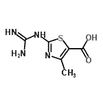 structure of CAS# 216955-55-4, 2-Carbamimidamido-4-methyl-1,3-thiazole-5-carboxylic acid;2-{[amino<wbr>(imino)me<wbr>thyl]amin<wbr>o}-4-meth<wbr>yl-1,3-th<wbr>iazole-5-<wbr>carboxyli<wbr>c acid;2-guanidino-4-methylthiazole-5-carboxylic acid;5-thiazol<wbr>ecarboxyl<wbr>ic acid, <wbr>2-[(amino<wbr>iminometh<wbr>yl)amino]<wbr>-4-methyl-