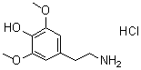structure of CAS# 2176-14-9, 4-(2-Aminoethyl)-2,6-Dimethoxyphenol Hydrochloride (1:1);3,5-Dimethoxy-4-hydroxyphenethylamine;3,5-Dimethoxy-4-hydroxyphenethylamine hydrochloride;3,5-Dimethoxy-4-hydroxyphenethylaminehydrochloride